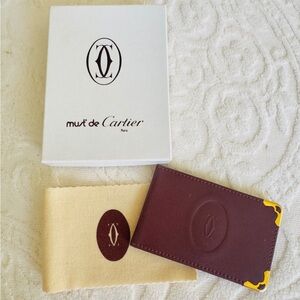 Vintage Cartier Bordeaux Compact Mirror with Gold Accents